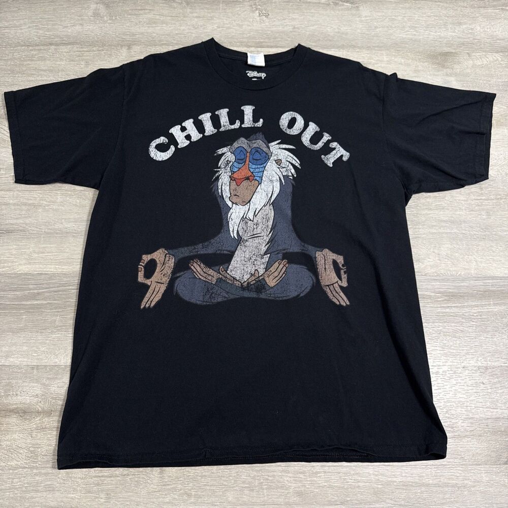 Lion King Shirt Rafiki Chill Out Disney Men's Black XL 100% Cotton Tee